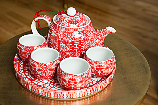 中国,典礼,杯子,容器,象征,茶,茶杯,茶壶,传统,托盘,婚礼