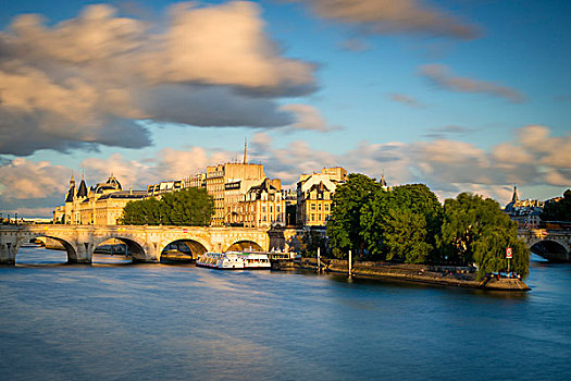 巴黎新桥,塞纳河,日落,巴黎,法国