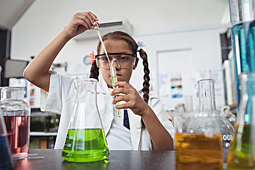 小学生,实验,化学品,实验室,科学实验,绿色,科学