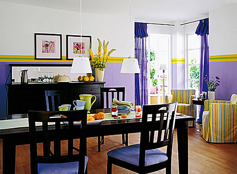 紫色,餐厅,暗色,木头,家具