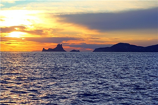 伊比萨岛,日落,福门特拉岛,巴利阿里群岛