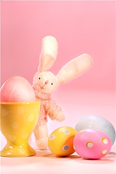 小,兔子,彩色,蛋