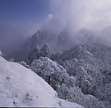 安徽黄山,日出,雪景,云海,雾淞