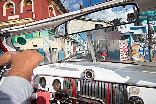 驾驶,街道,哈瓦那,美洲,敞篷车
