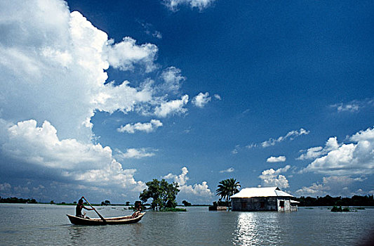 洪水,乡村,孟加拉,九月,1998年