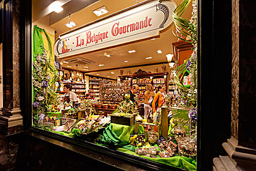 橱窗,巧克力,果仁糖,购物,拱廊,布鲁塞尔,比利时,欧洲