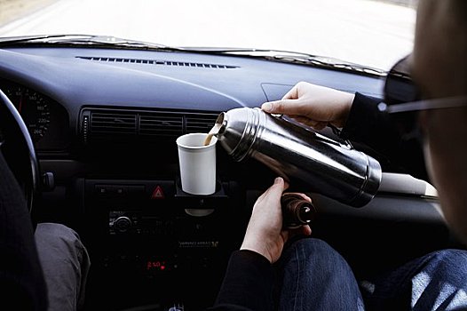 男人,一杯咖啡,汽车,丹麦