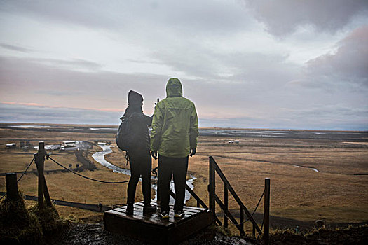 男性,女性,旅游,照相,注视,冰岛