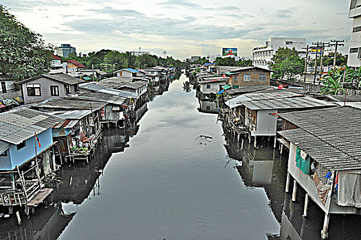 房子,运河,曼谷,泰国
