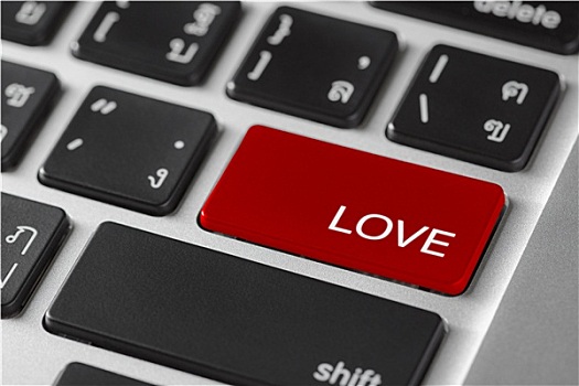 电脑,笔记本电脑,键盘,特写,红色,进入,按键,文字,爱情