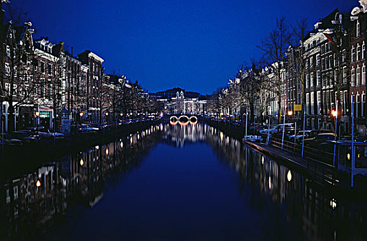 反射,建筑,河,阿姆斯特河,阿姆斯特丹,荷兰