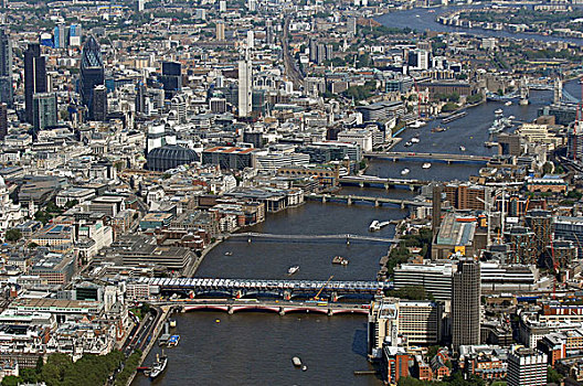 桥,高处,河,泰晤士河,伦敦,英国,航拍