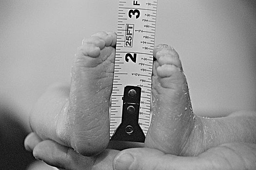 特写,手,测量,脚
