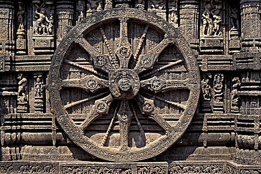 轮子,雕刻,石头,马车,庙宇,太阳神庙,世界遗产,奥里萨帮,东印度,印度,亚洲