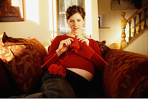 孕妇,编织品