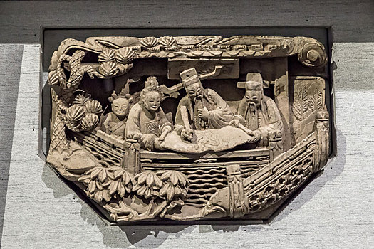 中国安徽博物院藏百忍堂图砖雕