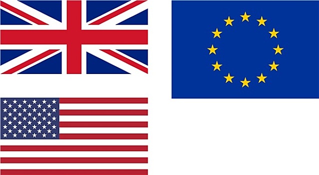旗帜,英国,欧盟,美国