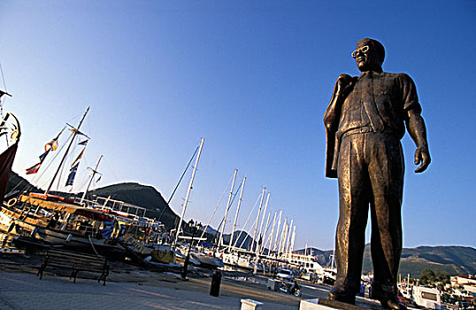 雕塑,亚里士多德,港口,背景