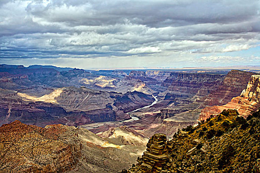 风景,南,边缘,峡谷,接近,风暴,云,远景,大峡谷国家公园,亚利桑那,美国,北美