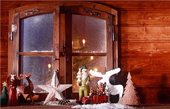 喜庆,圣诞节,木屋,窗户