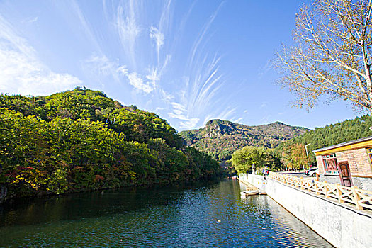 本溪,关门山,景区,旅游,山坡,峡谷,山谷,植被,自然,风光,秋季,红叶,色彩,艳丽,河道,流水