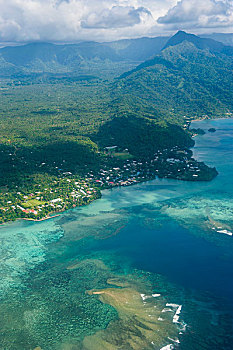 俯视,岛屿,乌波卢岛,萨摩亚群岛,南太平洋