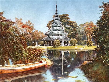 塔,花园,加尔各答,印度,早,20世纪