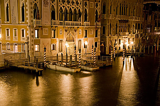 意大利,威尼斯,夜晚,运河
