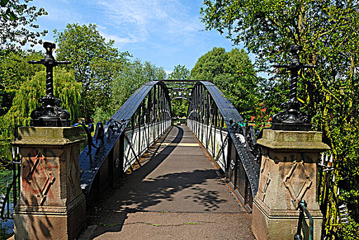 桥,铁,上方,河,特伦特,建造,公园,斯坦福德郡,英格兰,欧洲