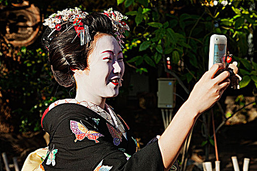 日本人,女人,传统服装,拍照