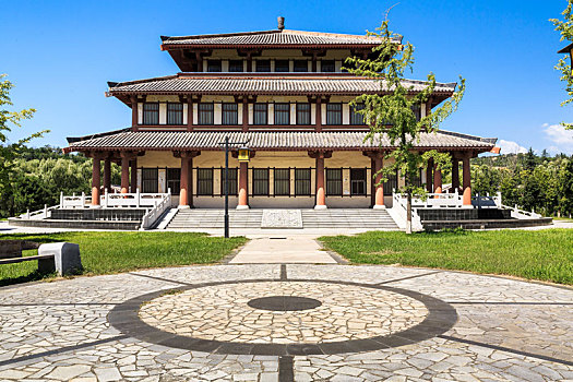 中国河南省灵宝市函谷关景区德堂中式传统建筑