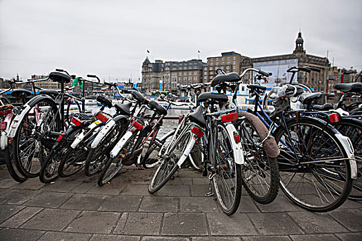 排,停放,自行车,阿姆斯特丹,荷兰