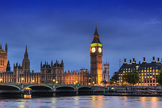 大本钟,国会,伦敦,英国,黃昏,晚间