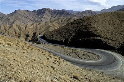 道路,阿特拉斯山脉,摩洛哥,北非