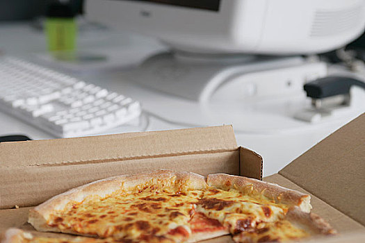 比萨饼盒,办公室,书桌