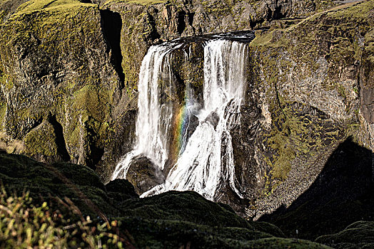 气势,瀑布,彩虹,冰岛