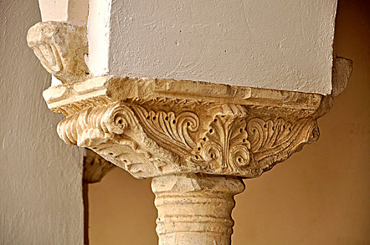 柱子,11世纪,回廊,教堂,拉齐奥,意大利,欧洲