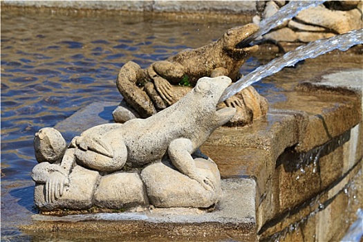 青蛙,喷泉,建筑细节
