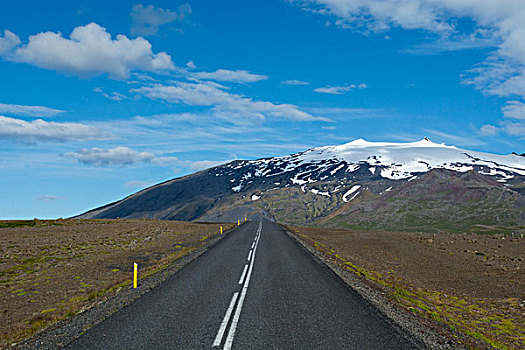 西部,冰岛,韦斯特兰德,斯奈山半岛,道路,冰河