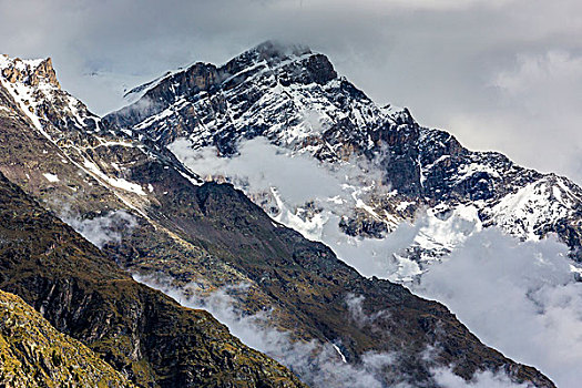 山頂,霧氣,阿爾卑斯山,策馬特峰,瑞士