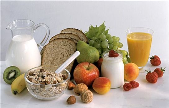 成分,健康,早餐,牛奶什锦早餐,水果,牛奶,果汁