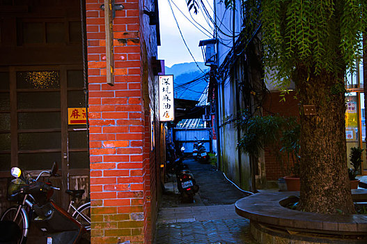 台湾古老的商店街景木栅深坑老街