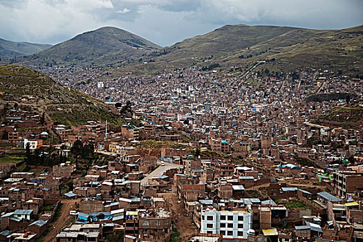 俯视,城市,普诺,秘鲁