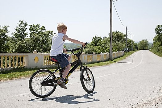 骑自行车,男孩,乡间小路