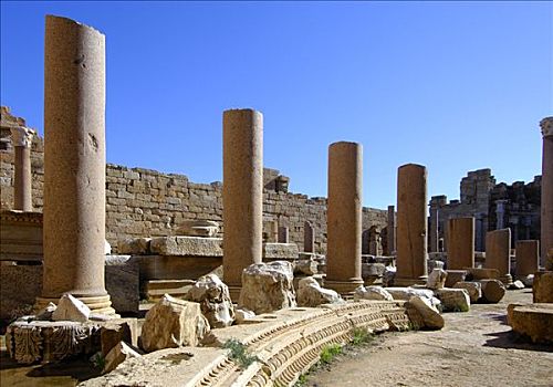 柱子,遗址,罗马,城市,莱普蒂斯马格纳,利比亚