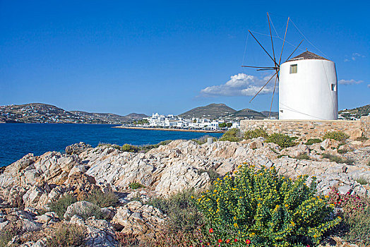 风车,近郊,帕罗斯岛,基克拉迪群岛,爱琴海,希腊,欧洲