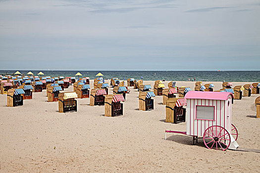 沙滩椅,沙滩,吕贝克,石荷州,德国,欧洲