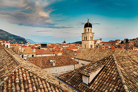 风景,俯视,杜布罗夫尼克,老城,屋顶,克罗地亚