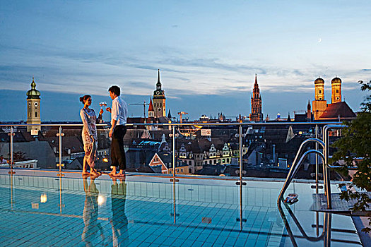 屋顶,平台,曼德瑞亚洲饭店,慕尼黑
