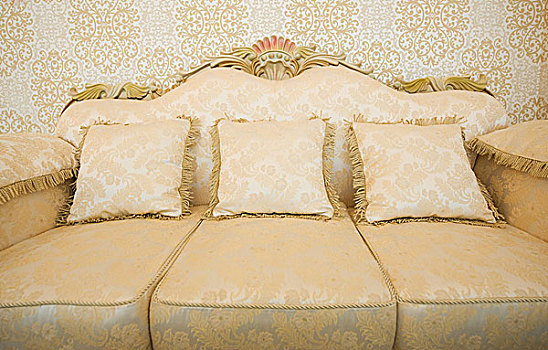 现代,沙发,三个,垫子,正面,漂亮,壁纸